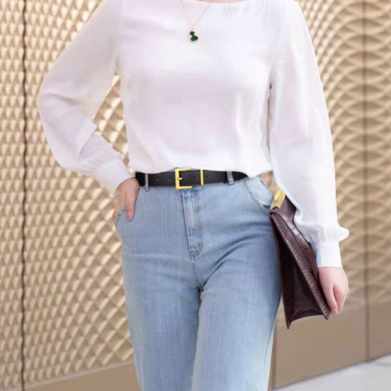 Luxe Dubbele Lederen Riem Voor Vrouwen Jeans Casual Dress Metalen Gesp Dames Dunne Riemen Mode Tailleband Gratis Grootte