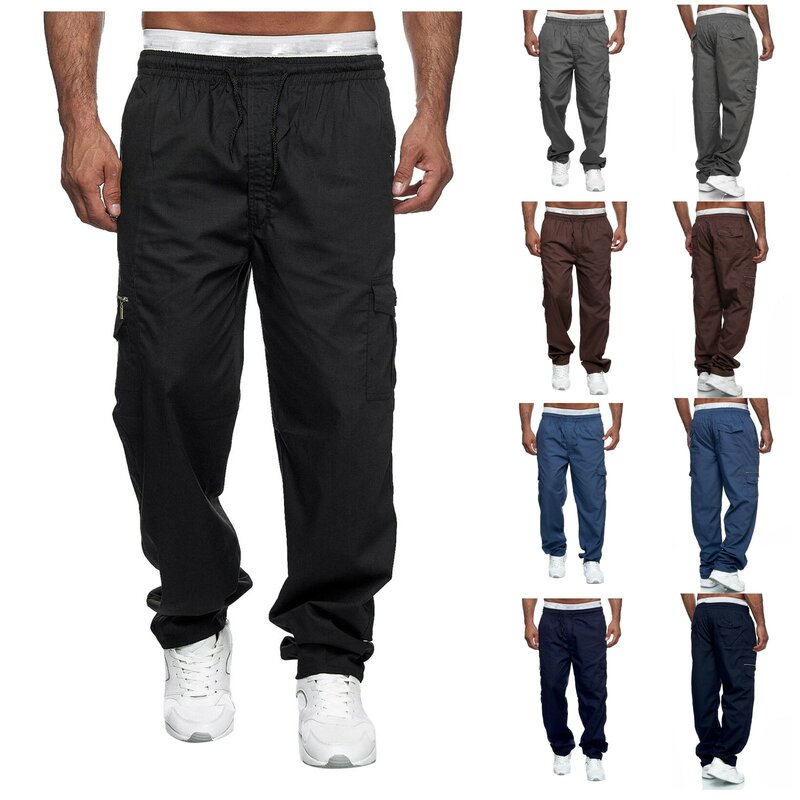 New Streetwear Men'S Multi Pockets Cargo Harem Pants Hip Hop Casual Male Track Pants Joggers Trousers Fashion Harajuku Men Pants