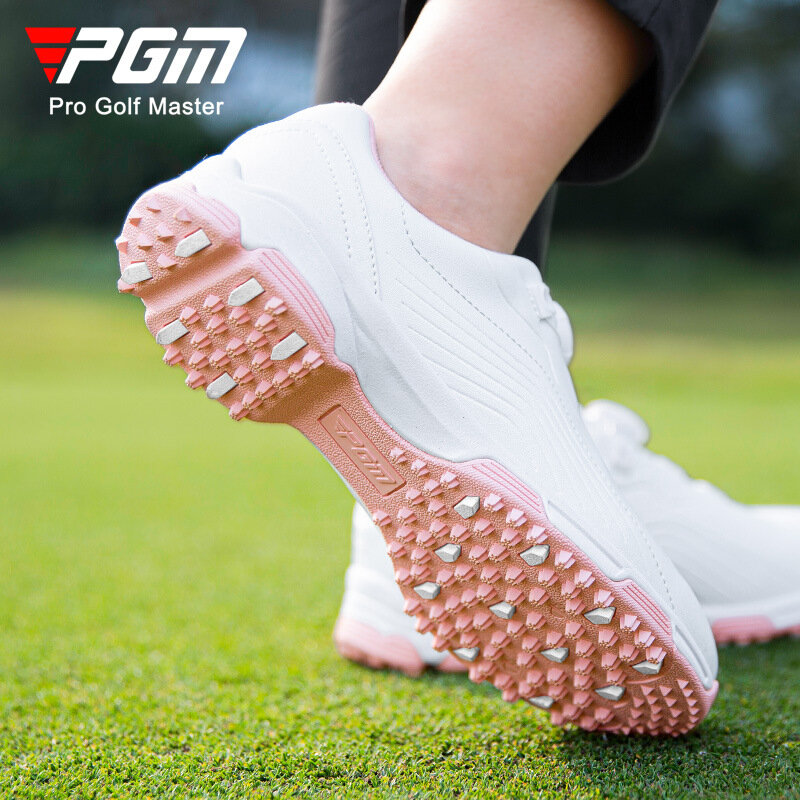 Женская обувь для гольфа PGM, супер водонепроницаемая Спортивная обувь с ручками, нескользящая подошва для ногтей