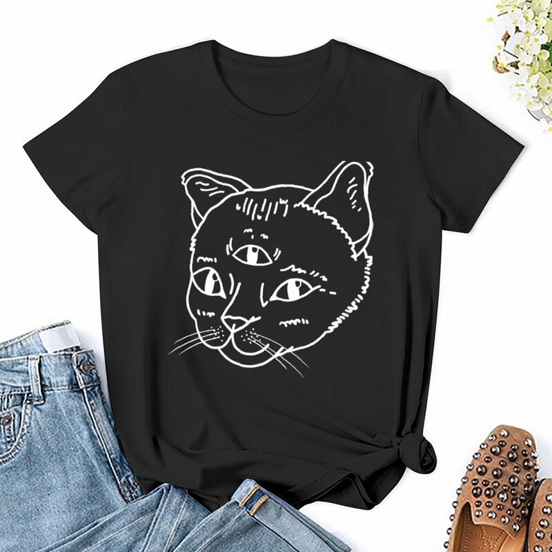 Three-Eyed Cat T-shirt female Aesthetic clothing Woman fashion