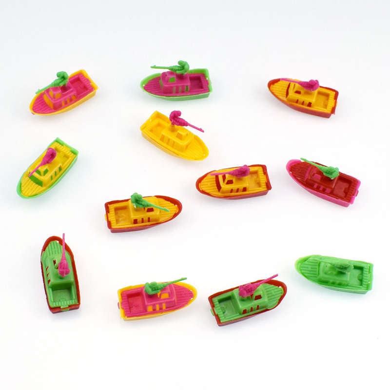 Mini Barco de plástico de 20 piezas para niños pequeños, juguete de simulación de combate, Color mixto