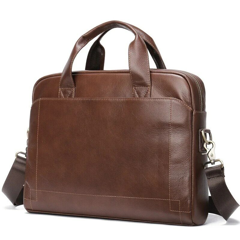 Tas tangan kulit asli pria, tas Messenger bahu bisnis Laptop kapasitas besar, tas tangan mewah, tas kulit asli untuk pria