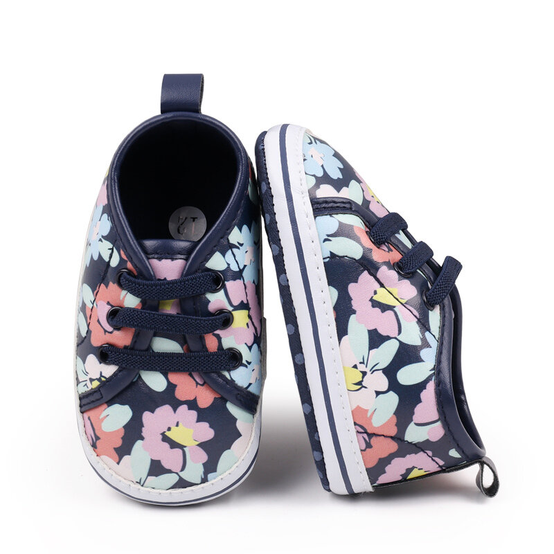 Toddler Girl Casual Walking Shoes Floral Print Baby Flats Breathable Infant Crib Shoes for Newborn