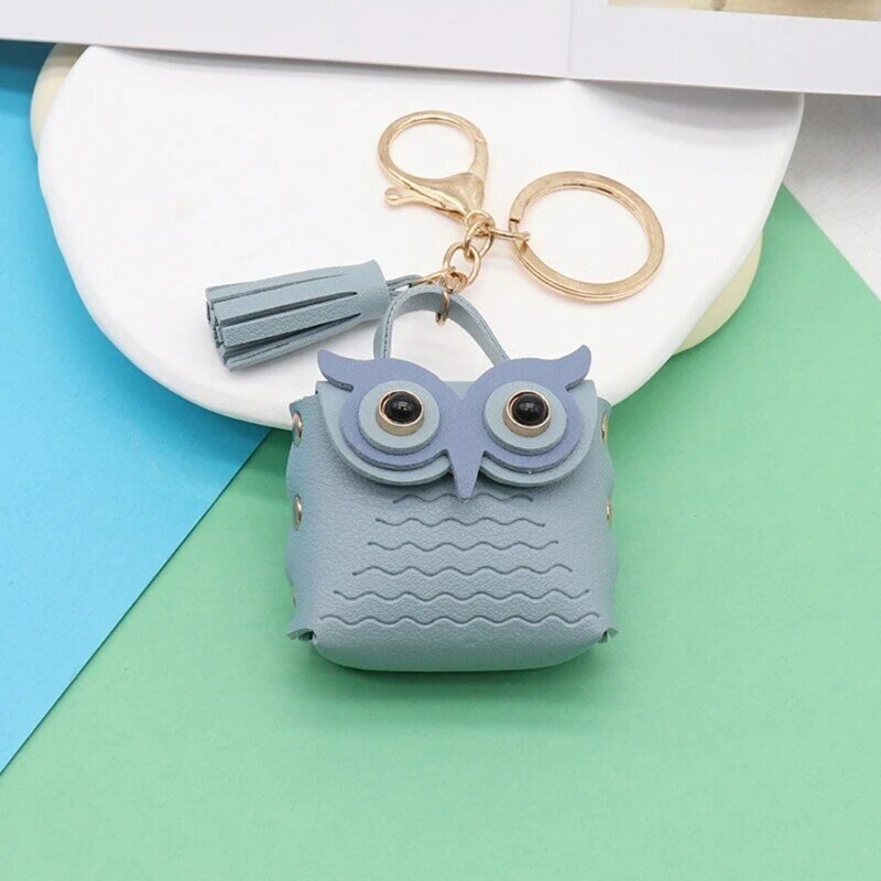 Owl Coin Purse Keychain Leather Keychain Pendent Car Key Case with Lobster Clip Keychain Accessories for Bag