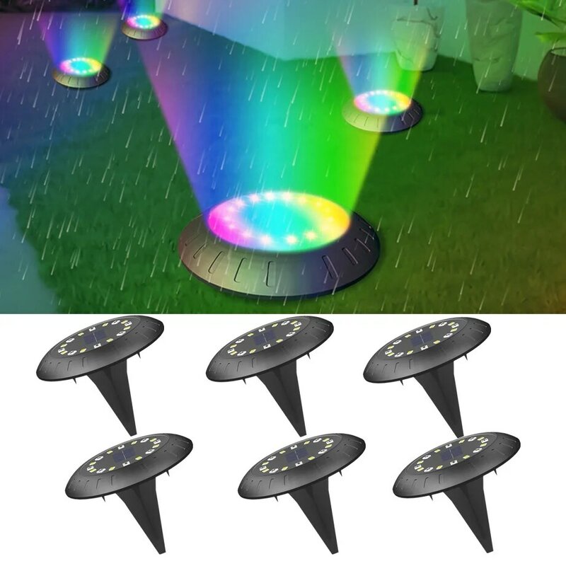 Phlanp 16led solar power grund lichter wasserdicht garten weg deck licht scheinwerfer begraben solar led lampe garten hof rasen dekor