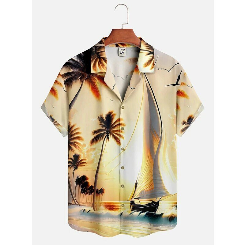เสื้อลำลองฮาวายลายดอกสำหรับผู้ชาย, เสื้อ3D แขนสั้นสำหรับใส่ไปทะเลเสื้อ Y2K ลายดอกไม้ขายดีใหม่ฤดูร้อน