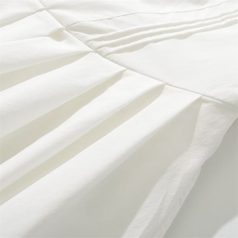 Keyanketian Mini vestido de manga folhada feminina, fecho traseiro, Linha A, curto, detalhe fino, monocromático, verão, novo lançamento, 2022