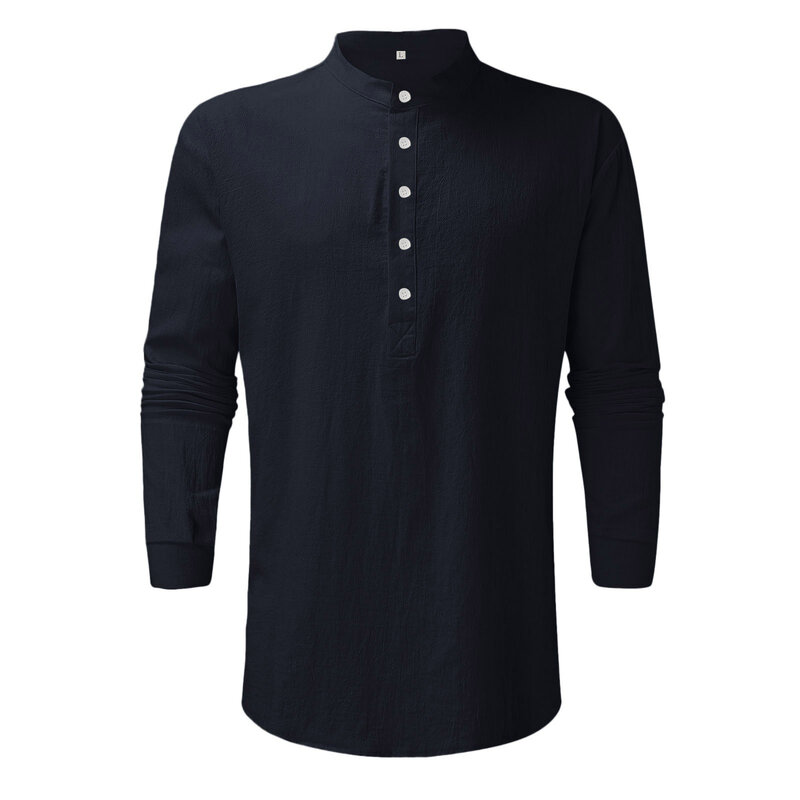 Männer Mode lässig Tops Shirt einfache bequeme einfarbige Kragen Knopf Kragen Hemd Top Langarm Top Männer Tan Shirt