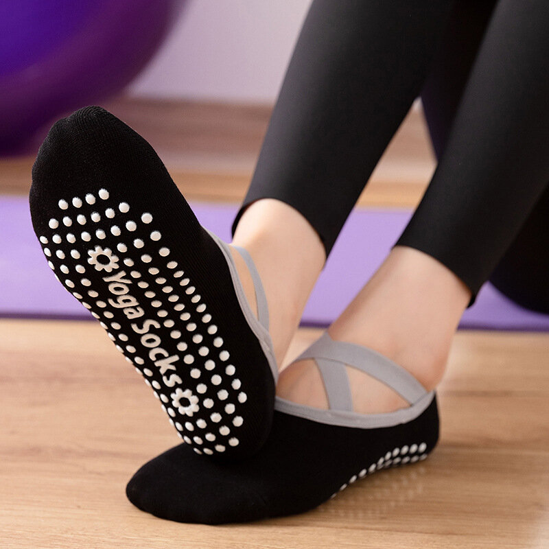 ผ้าพันคอผู้หญิงถุงเท้าโยคะ PVC ซิลิโคน Anti-Slip Quick-Dry Ladies บัลเล่ต์เต้นรำผ้าฝ้าย Sport Fitness ถุงเท้าโยคะถุงเท้าถุงเท้าสำหรับ Gym