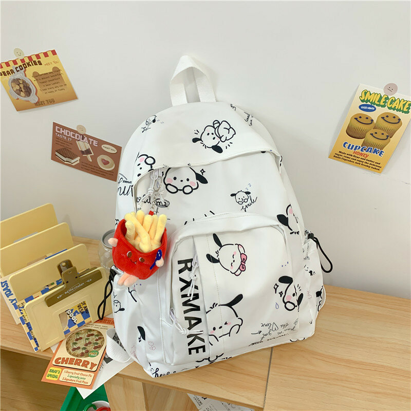 Новый рюкзак Sanrio Pacha с принтом собаки и граффити, женский модный школьный портфель, повседневный рюкзак