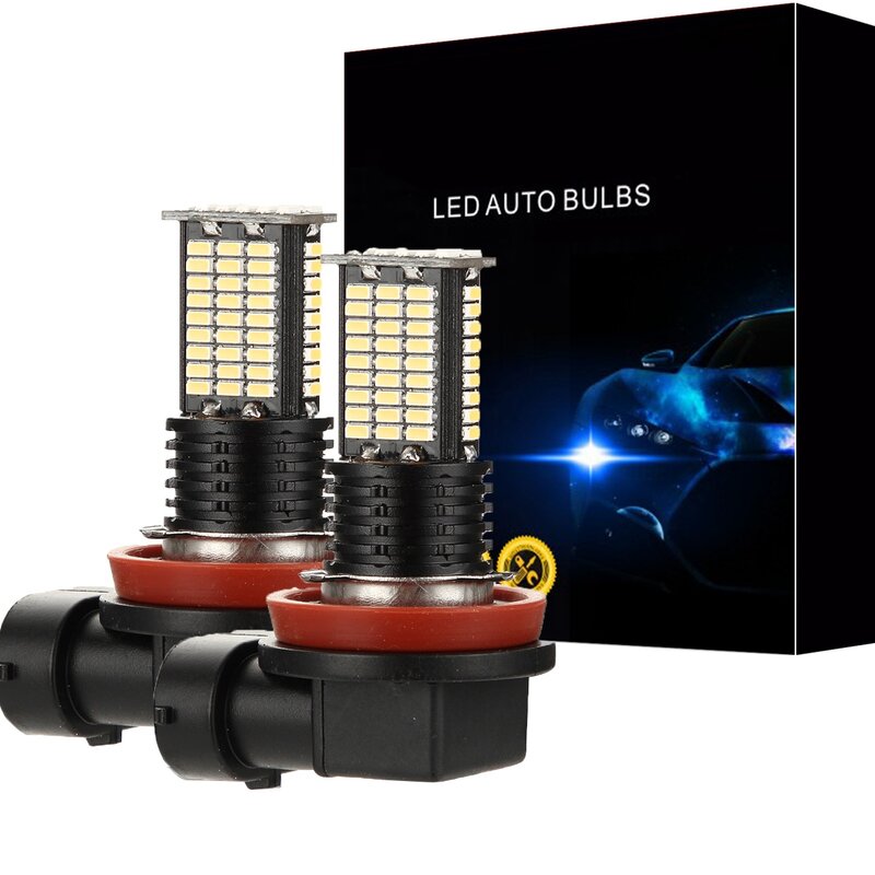 Lampu kabut LED H11, bohlam pengganti Super terang DRL 3200 Lumens 84-SMD 12V 24V H8 H9 H11 untuk mobil, truk, 6000K 2 buah