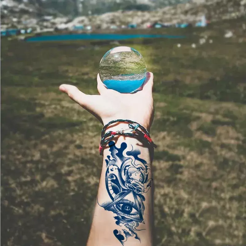 1 قطعة حجم كبير الأزرق ثعبان مقاوم للماء لصاقات وشم مؤقت للنساء الرجال هيئة الفن الخصر الشارات وهمية تاتو Tatuajes المؤقتة