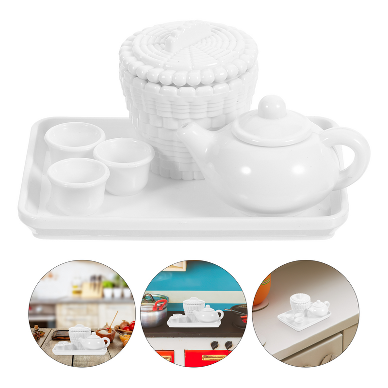3 Set di accessori per Set da tè per casa delle bambole Mini tazze da tè vassoio da tè in miniatura