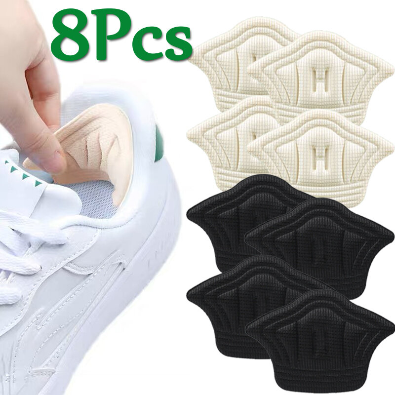 8 pz scarpe tacco adesivo solette per scarpe da ginnastica scarpe Patch Size riduttore cuscinetti per tallone fodera Grips Pad di protezione inserti antidolorifici