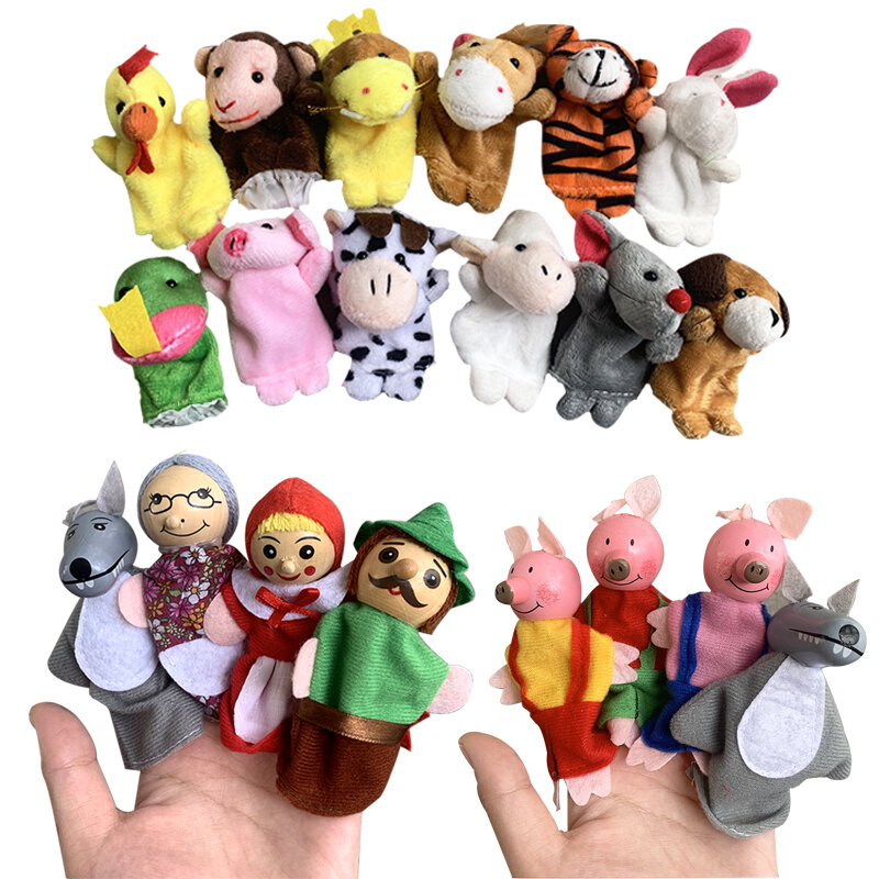 Finger Puppets Baby Mini Dieren Educatief Hand Cartoon Dier Pluche Pop Vingerpoppetjes Theater Pluche Speelgoed Voor Kinderen Geschenken
