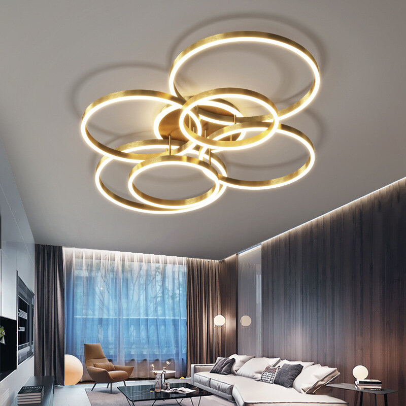 Lámpara de araña LED moderna para sala de estar, lámpara de dormitorio de estudio, iluminación interior, anillos redondos, vestíbulo, Lustre, luminaria