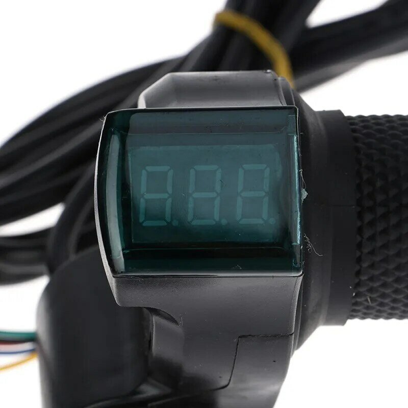 Manija eléctrica Universal para bicicleta, acelerador de giro con indicador de pantalla LCD, manija de Gas, llave de bloqueo, accesorios, 12-96V, 1 par