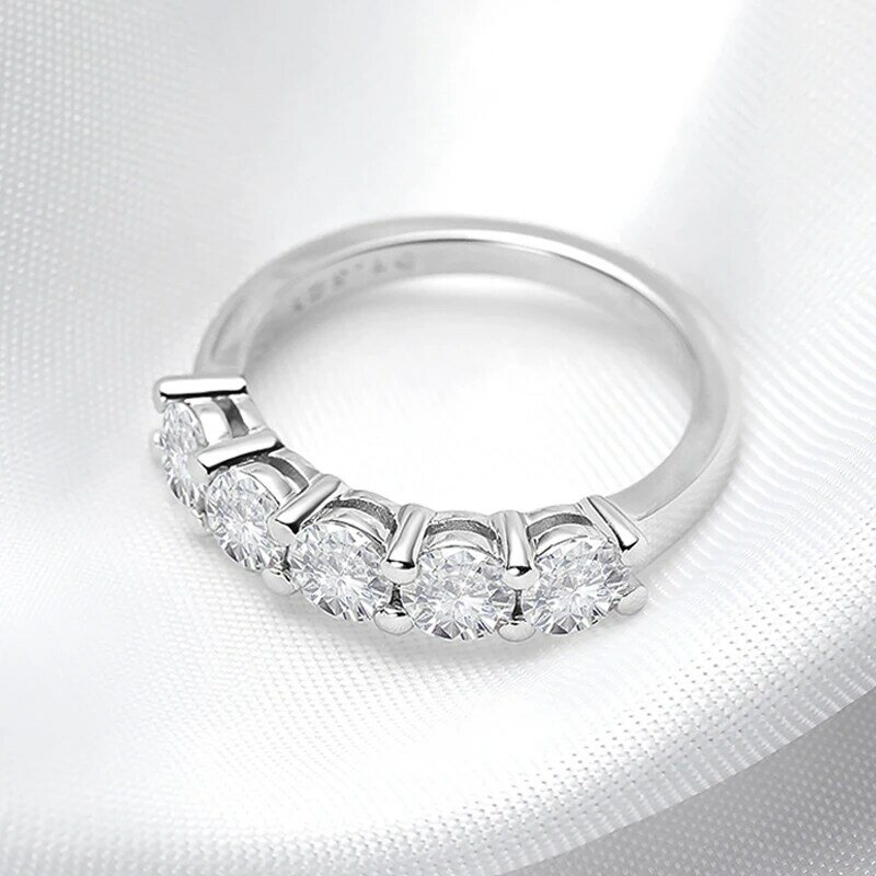 Smyoue-Anillo de moissanita de 4mm para mujer, sortija de boda de diamante a juego con piedra de 1,5 CT, Color oro blanco D, S925, de plata de ley GRA