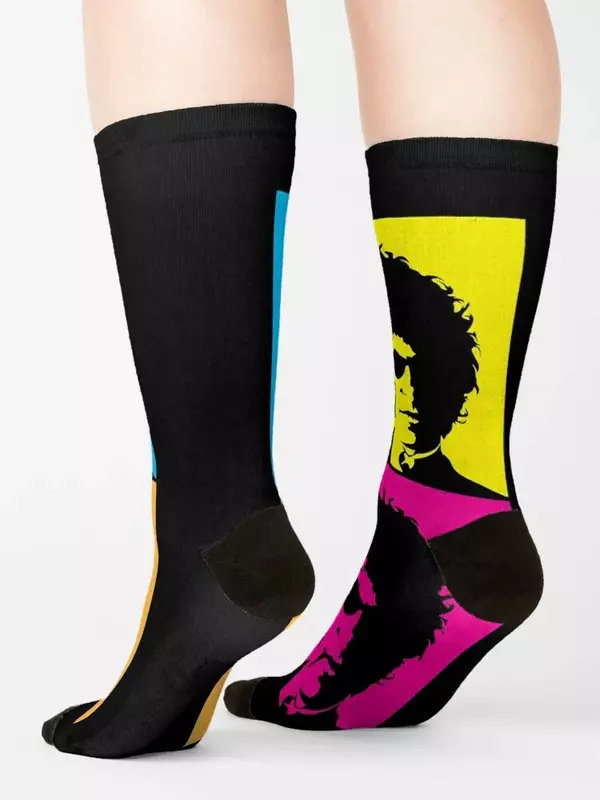 Kaus kaki Bob Dylan pria wanita, desain wajah penggemar musik kaus kaki pemanas katun estetika perempuan