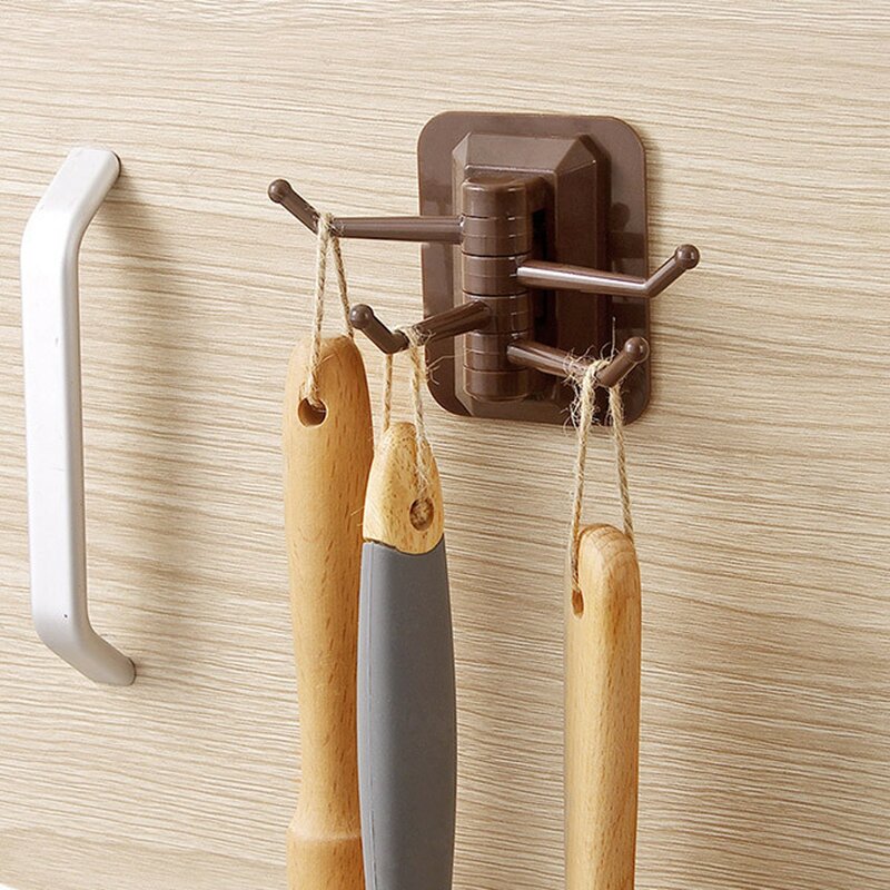 Strong Self Adhesive Wall 4 Hook Strong Without Drilling Key Holder Door Kitchen Towel Hanger Hooks Home Storage Accessories