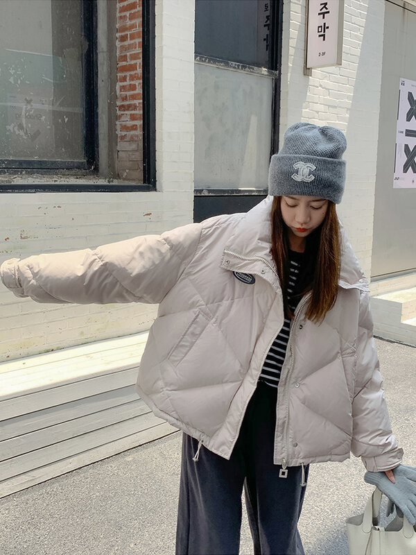 스탠드 칼라 루즈핏 퍼프 긴 소매 패딩 겨울 자켓 여성용, 패션 디자인, 2022 신제품