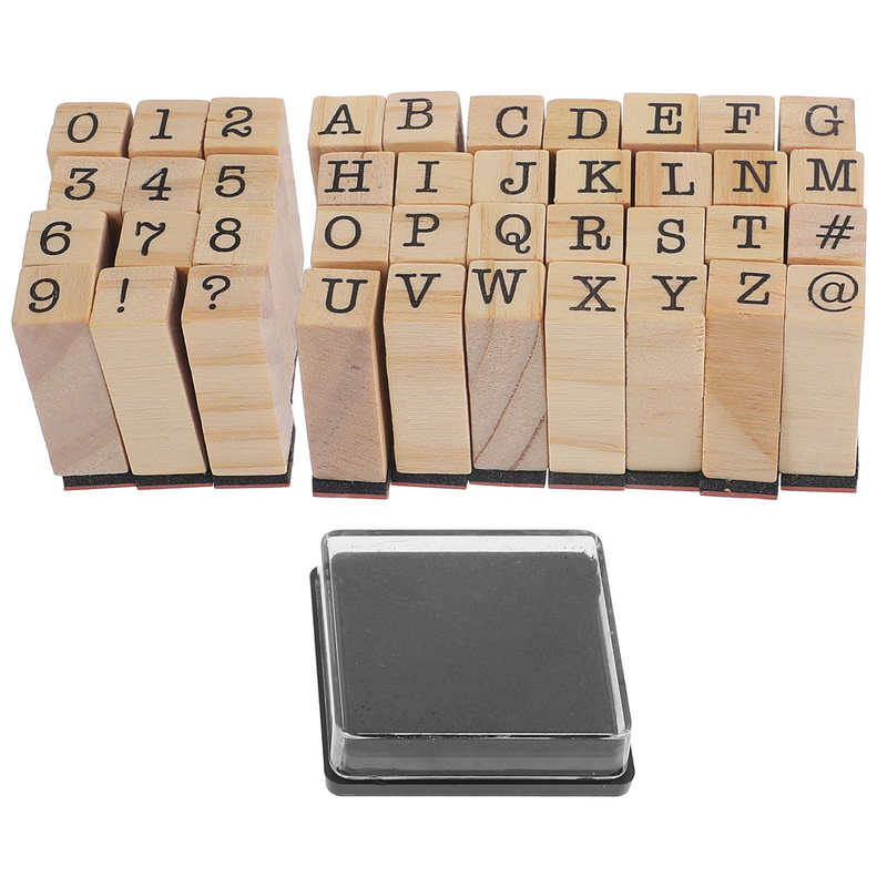 40 buah stempel kayu cap alfanumerik untuk kerajinan kayu kecil kerajinan huruf alfabet Mini