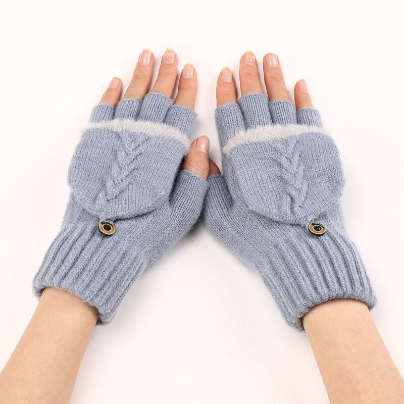 Rękawiczki z klapką na pół palca modne dzianinowe ogrzewacze do rąk rękawiczki biznesowe oddychające akrylowe rękawiczki Outdoor Girl Boys
