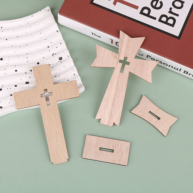 10/Sets Pack Wooden Crosses For Crafts Unfinished Wood Crosses For Centerpieces Decor