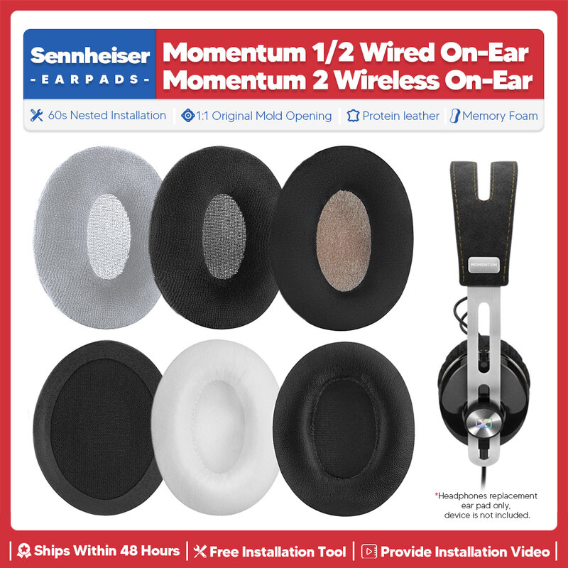 Substituição Ear Pads para Sennheiser, Wired Headphone Acessórios, Headset Ear Cushion, Wireless On Ear, Momentum, 1