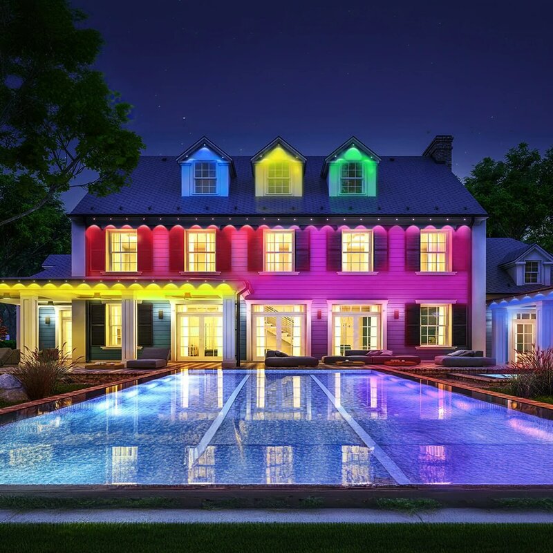 Luz LED de exterior permanente para casas, iluminación inteligente de Color RGB con modos de escena, luz de alero impermeable IP67