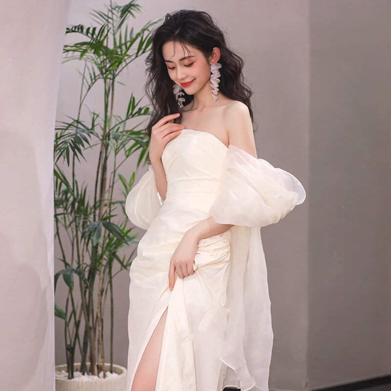 Женское атласное платье, простое длинное вечернее платье-туба, атласное платье для невесты
