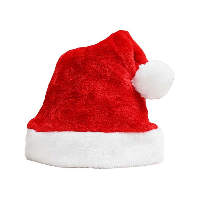 1Pcs Red/blue Santa Hat Plush Thickened Santa Hats For Adult Kids Winter Christmas New Year Party Festival Decoration Gifts L6R8