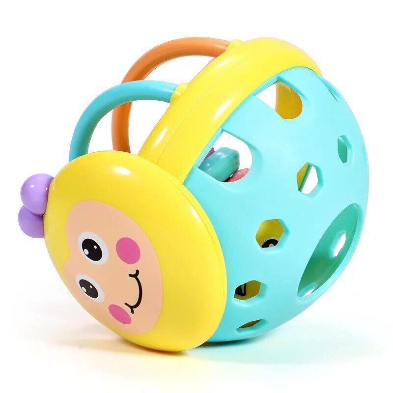 Miękka gumowa grzechotka dla niemowląt Cartoon pszczoła grzechotka dzwonek gryzak wczesna zabawka edukacyjna dla malucha dzwonek ręczny zabawki dla dzieci 0-12 miesięcy