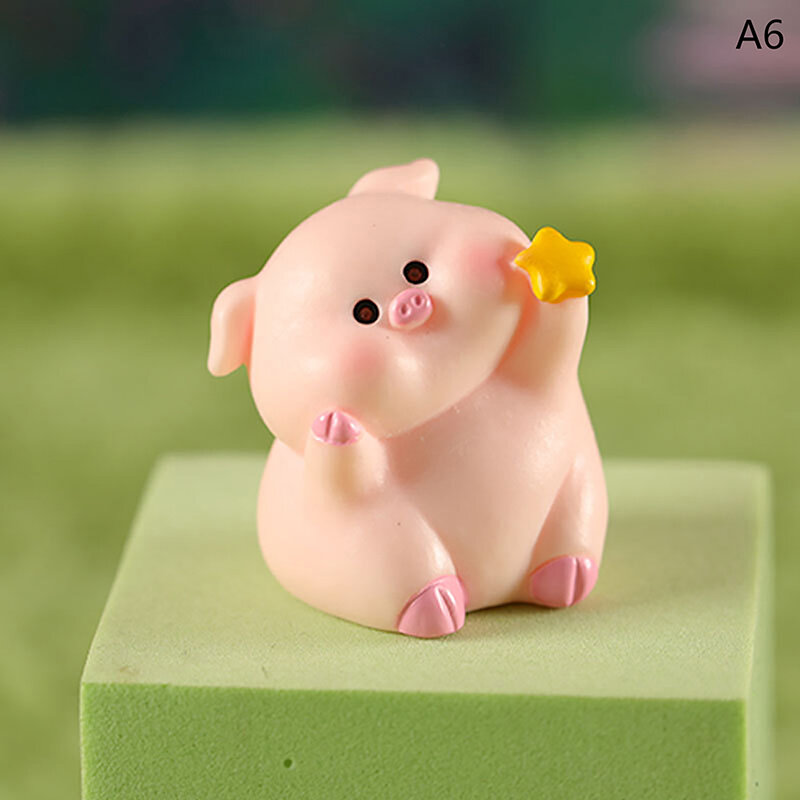 Mini Cute Pig Figurine Animal Model Moss Micro Landscape Home Decor accessori per la decorazione del giardino delle fate in miniatura