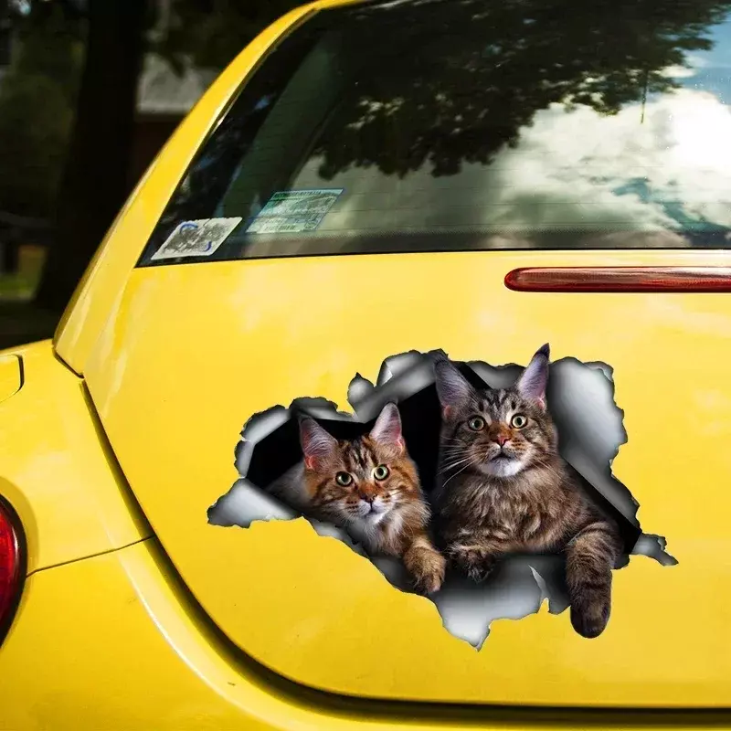 Etiqueta do carro dos gatos bonitos auto-adesivos, decalque impermeável, Auto Decors na janela traseira do amortecedor