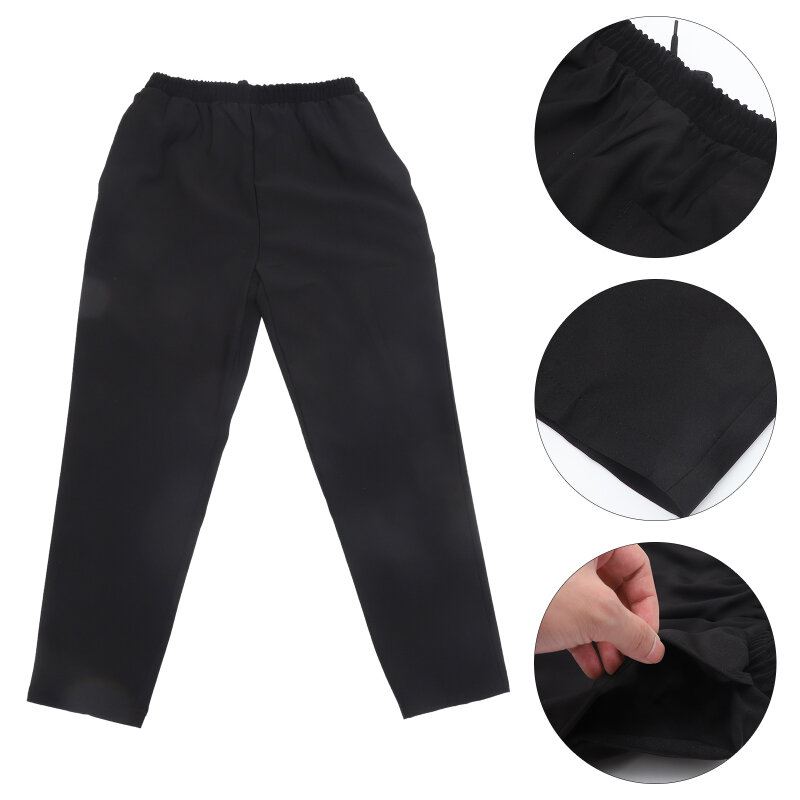 Pantalones de Chef transpirables para hombre, ropa de cantina de trabajo, cintura elástica suelta, uniforme de cocina para Hotel y restaurante