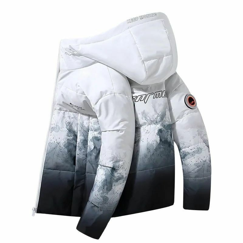 Piumino d'anatra bianco da uomo colore sfumato giacche imbottite in cotone caldo invernale cappotto Outwear addensato da uomo e da donna