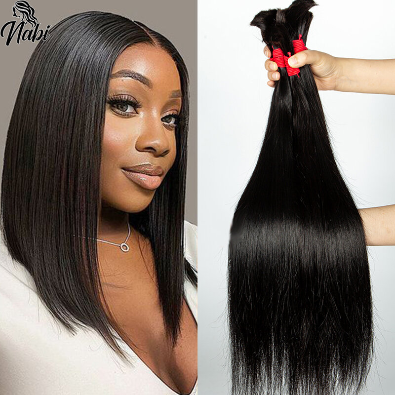 Nabi Straight Hair Bundles Virgin Hair Bulk Extensions Brazilian Human Hair Extension Bundle For Africa Women Braids