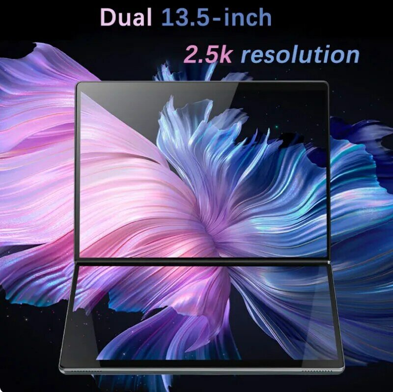 Laptop layar ganda 13.5 inci Mini baru N100 Quad Core Ram 16GB Win11 PC portabel layar sentuh ganda 360 ° terbalik 2-in-1 Notbook