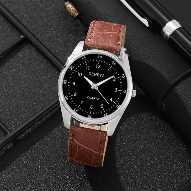 Męski zegarek biznesowy pasek zegarek męski kwarcowy skórzany pasek do zegarka kwarcowy zegarek na prezent