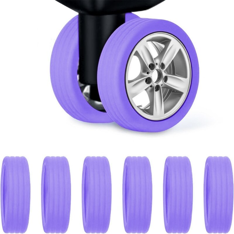 6Pcs Silicone Luggage Wheels Covers Suitcase Wheels Trolley Box Casters Cover 449B