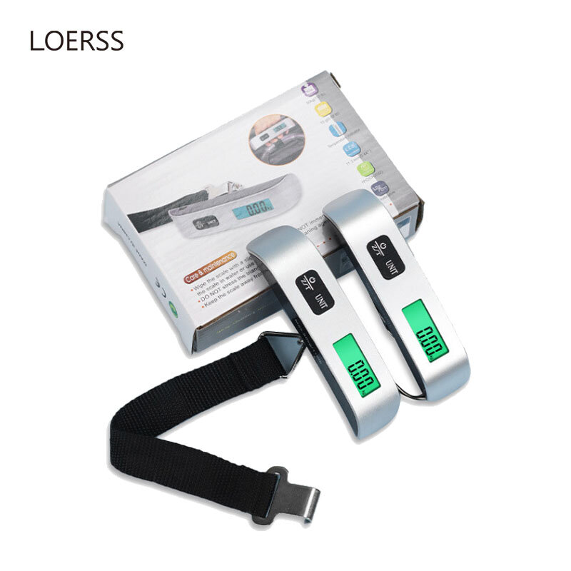LOERSS-المحمولة مقياس الأمتعة الإلكترونية المعلقة ، شاشة LCD الرقمية ، حزام حقيبة ، أداة وزن الأمتعة الوزن ، 50 كجم ، 110Ib