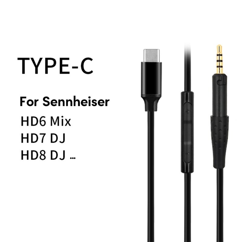 Kabel T8WC Tipe C 2.5Mm untuk Headset HD8DJ HD7DJ HD6MIX HD515 HD518 HD558 HD598