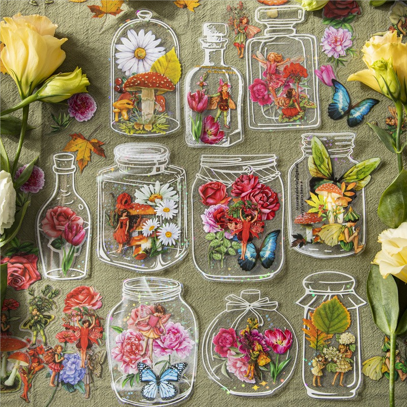 Le piante di fiori secchi rendono i segnalibri autoadesivi trasparenti fai-da-te nuova carta trasparente costellazione del vaso di arte floreale