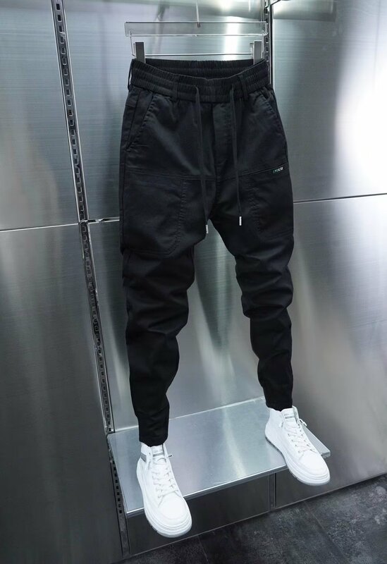 Celana kargo pria Streetwear katun Jogger Hip Hop Fashion Sweatpants pria kasual celana Harem musim panas celana Harajuku Pria Wanita