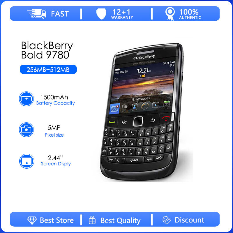 Blackberry bold 9780 remodelado original telefone celular qwerty teclado 5mp gps mp3 wifi gsm/wcdma desbloqueado barato cellpho