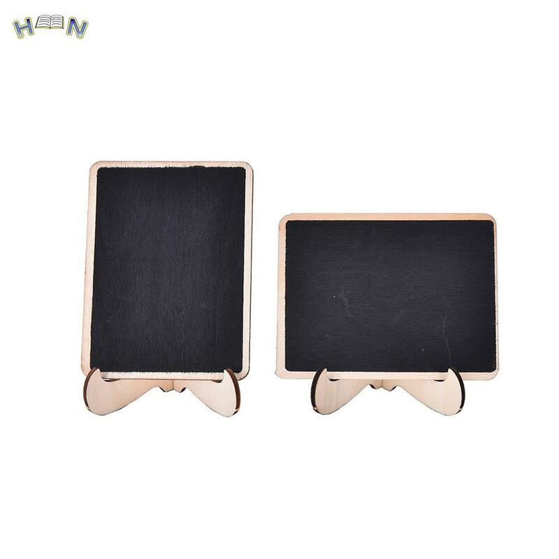 Mini Wooden Message Blackboard Chalkboard with Stand Small Black Notice Board Wedding Home Office Decor Supplies