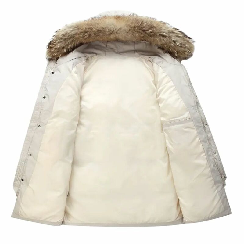 Abrigo de algodón cálido con capucha para hombre, abrigo informal versátil con cuello de piel, moda juvenil, novedad de invierno, 2023