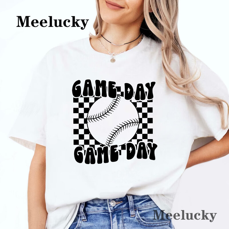 Game Day-T-shirt à manches courtes en pur coton pour femmes, vêtements esthétiques, t-shirts de loisirs, été
