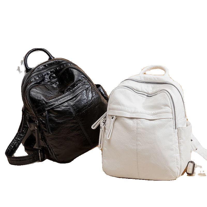 Женский рюкзак в Корейском стиле, модный легкий однотонный рюкзак из мягкой кожи, простая вместимость, Новое поступление 2024